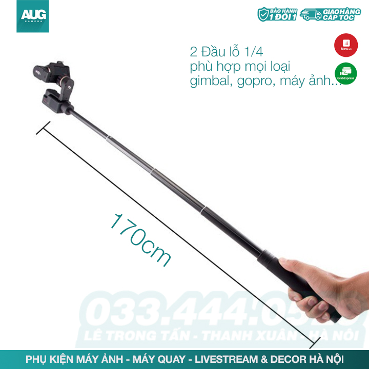 Monopod Tripod gậy kéo dài 170cm gắn cho Gopro, Gimbal điện thoại - AUG Camera & Decor Hà nội