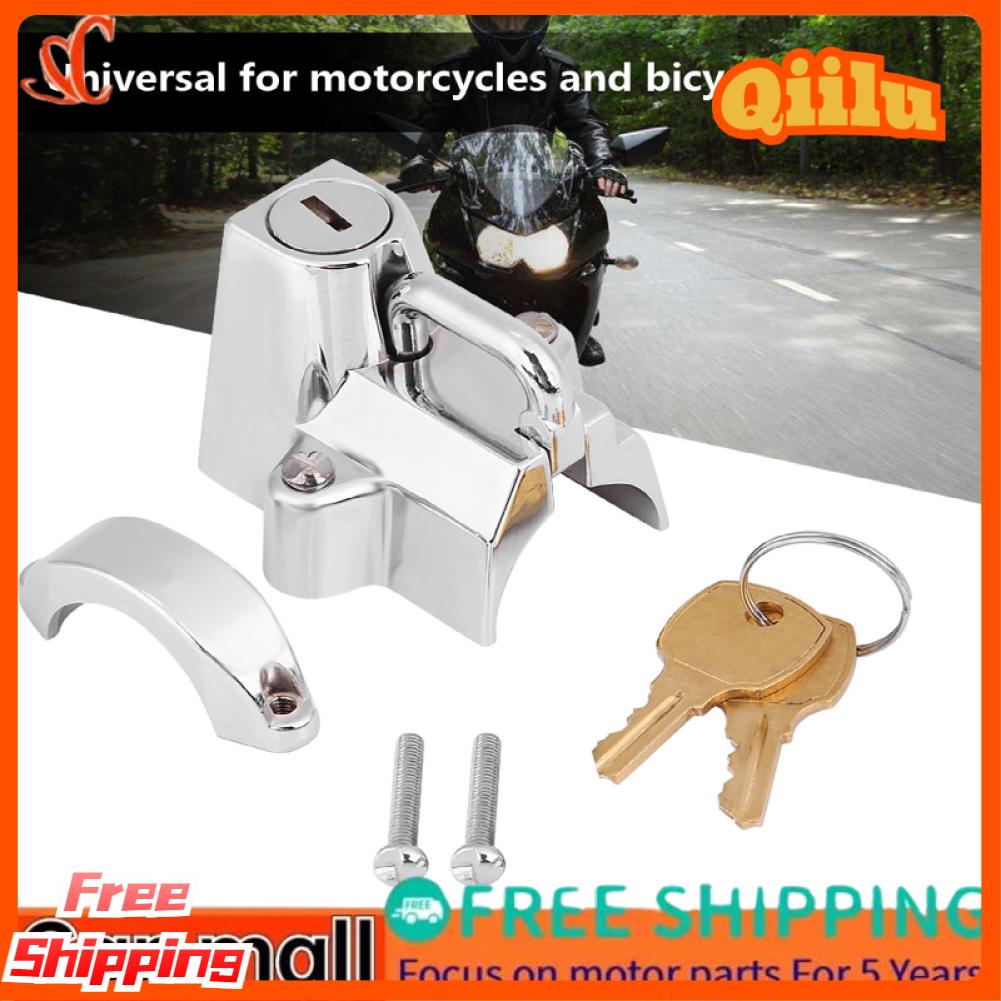 Universal Stainless Steel Motorcycle Motorbike Bike Helmet Lock Hanging Hook with 2 Keys Set