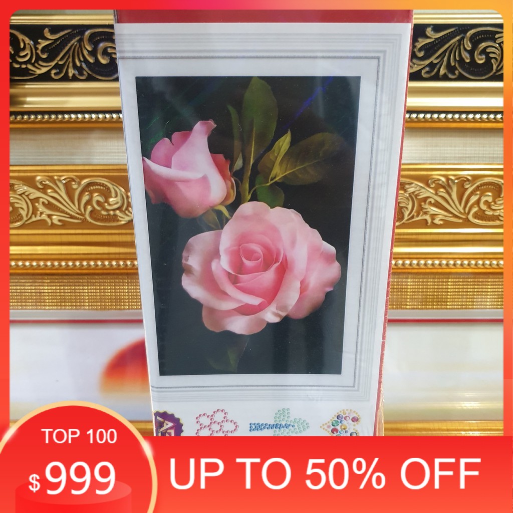 Tranh đính đá hoa hồng . kích thước: 70cm x 50cm