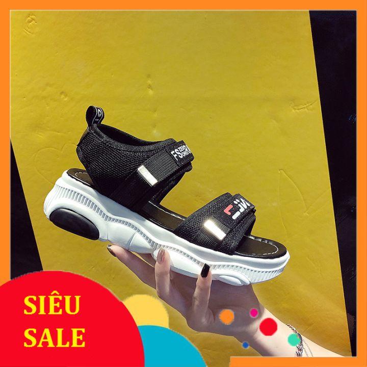 Sandal nữ đế gấu 2 màu ( trắng+đen)