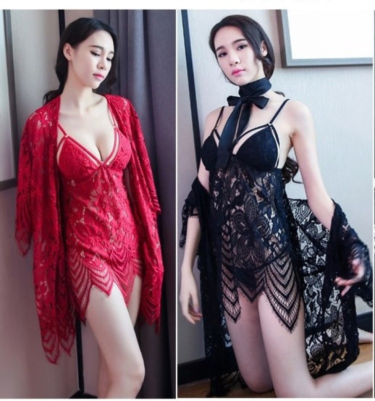 Nơi bán Siêu Đẹp - Sét Váy ngủ Ren Cao Cấp Siêu Đẹp1492 Tặng kèm qần chíp xinh ( Váy + Áo choàng )