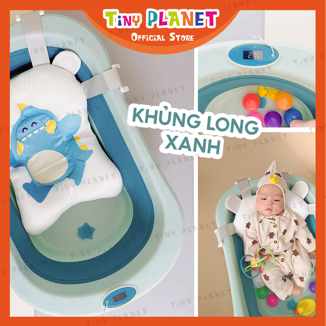 Chậu tắm gập gọn Tiny Planet có thể gấp gọn dành cho bé từ sơ sinh đến 5 tuổi (chính hãng)