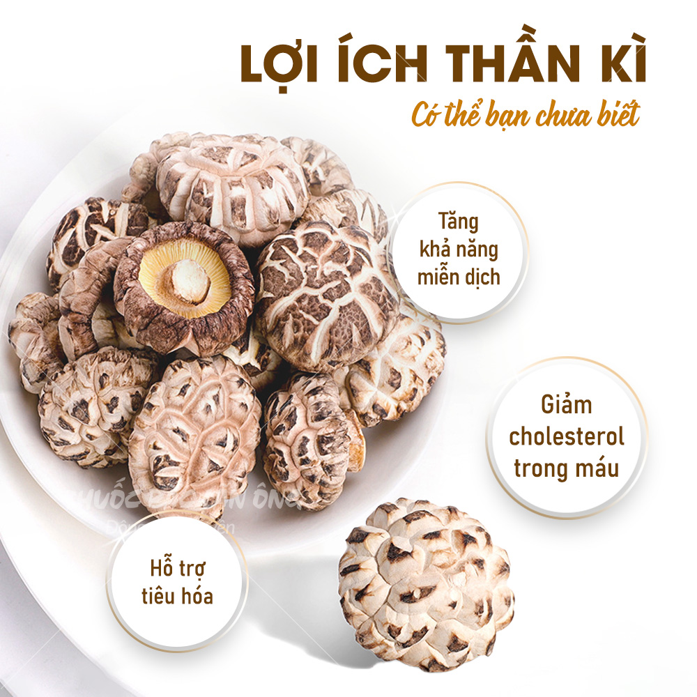 Nấm đông cô khô Nhật Bản 500g, tai nấm to, trắng, thơm ngon, dùng hầm canh, pha trà - Lãn Ông