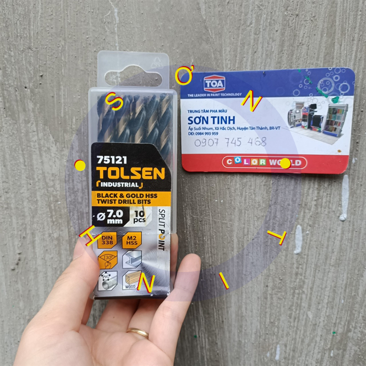 Mũi khoan sắt inox HSS vàng đen 7mm Tolsen 75121