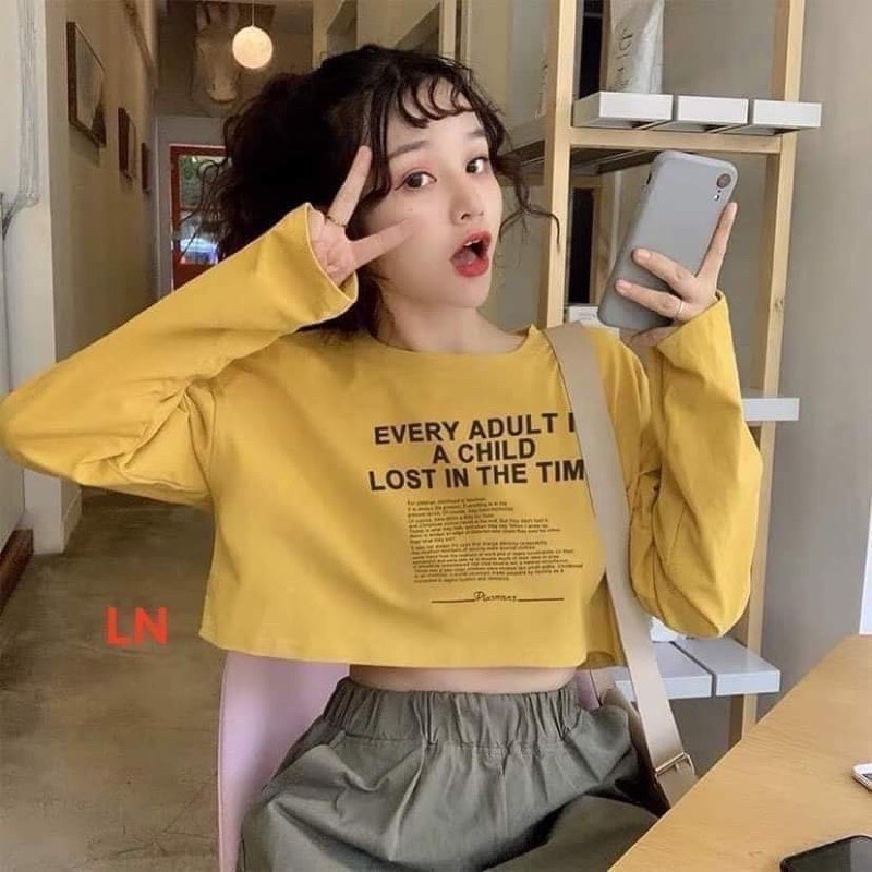 Áo croptop nữ, áp croptop tay dài lên form đẹp cho chị em