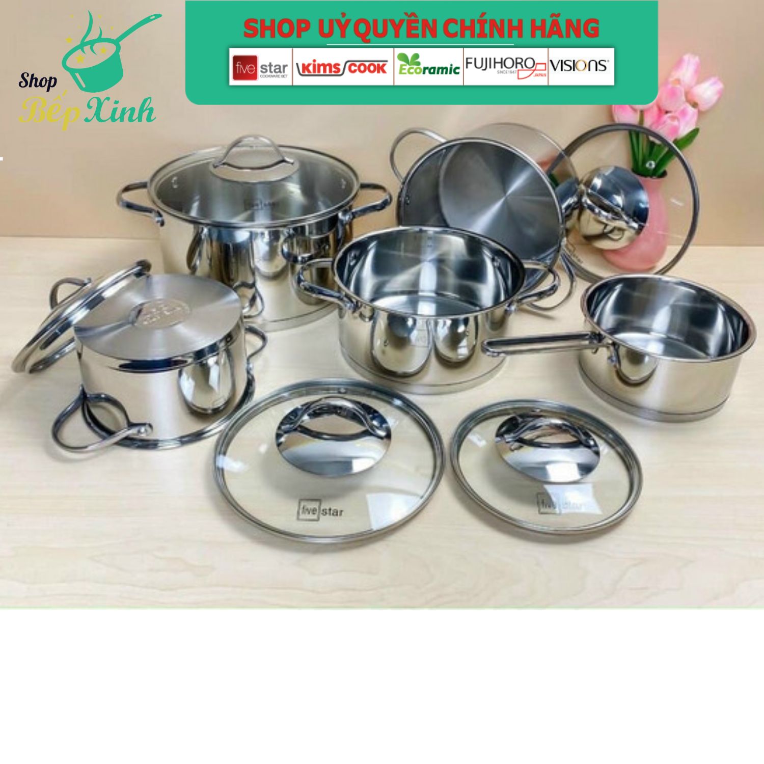 Bộ nồi inox 304 cao cấp FiveStar Plus 5 món dùng được mọi bếp - Shop Bếp Xinh