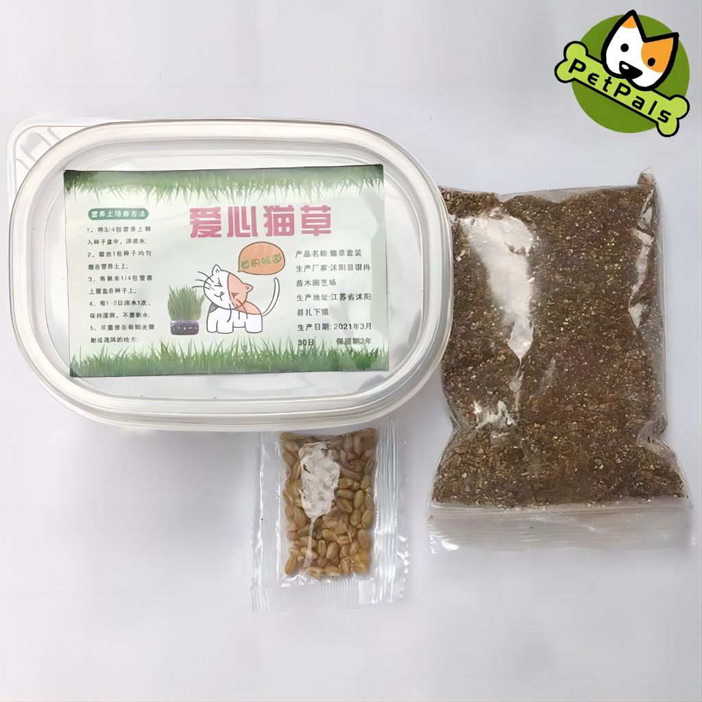 PetPals Hạt cỏ mèo Một hộp / túi hạt giống / một túi đất Hướng dẫn trồng cỏ mèo tươi hạt lúa mạch Bộ dụng cụ trồng cỏ mèo tươi cỏ mèo tự trồng cỏ mèo tươi i	khay trồng cỏ mèo LI0244