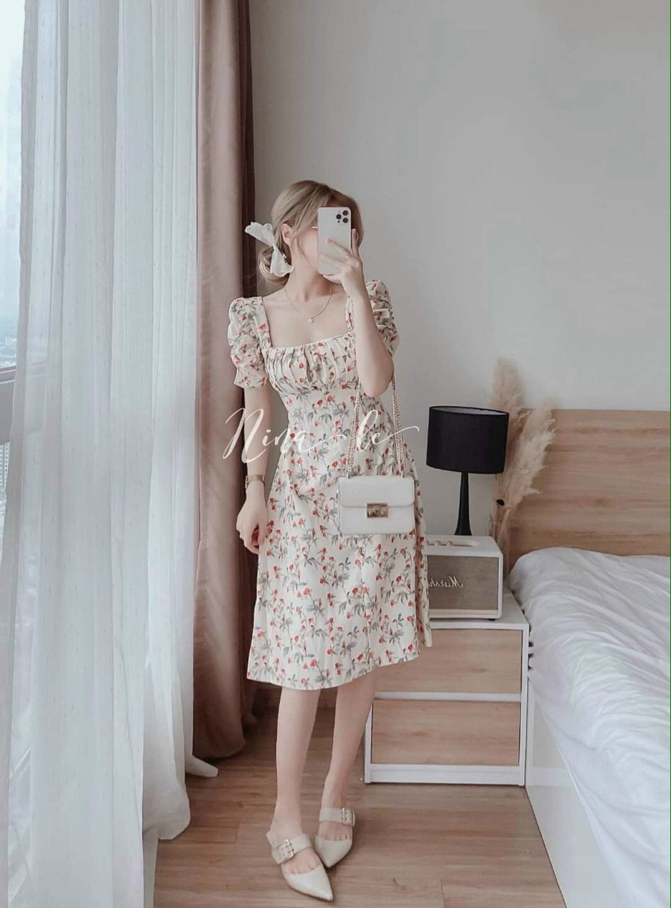 [FREESHIP MAX + HOÀN TIỀN MAX 15%] Đầm Kate Hoa Có Mút