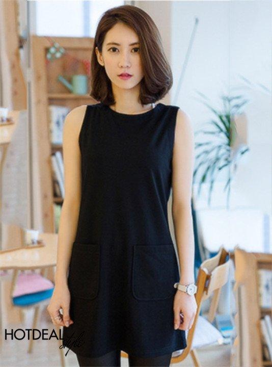 [HCM]Đầm Suông Thun Cát Hàn 2 Túi Trước