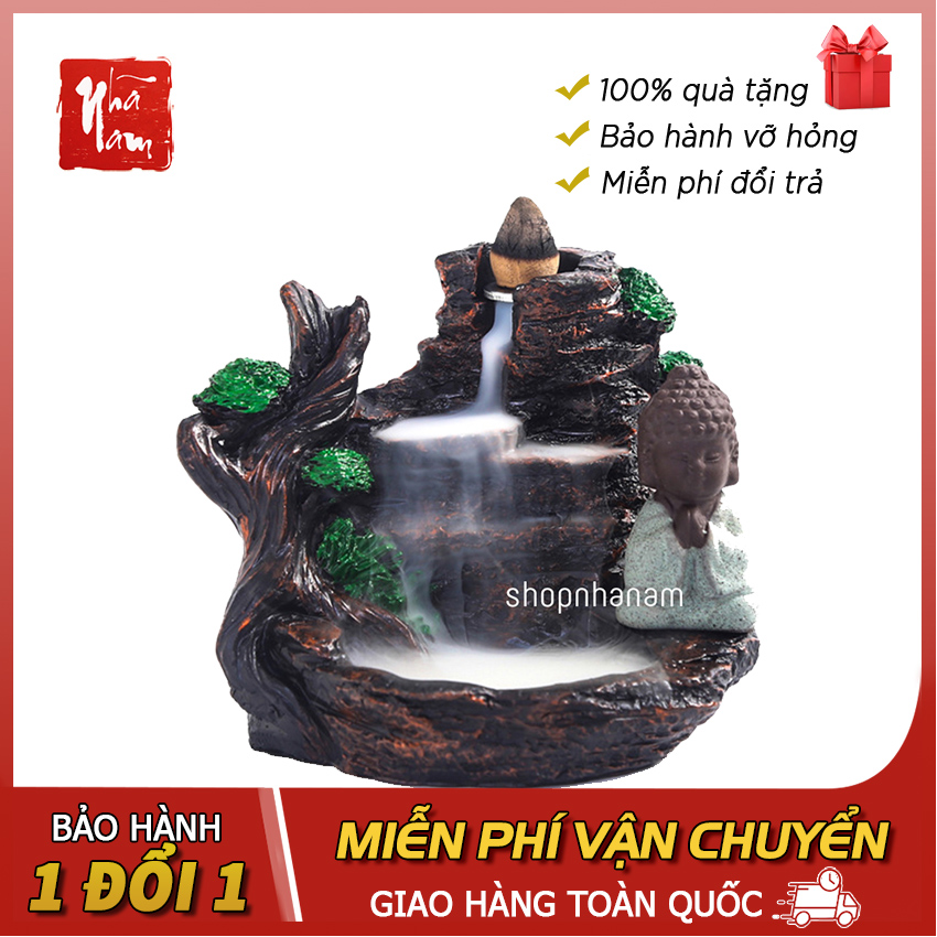 Thác khói trầm hương Sư tiểu tọa thiền, Tặng 1 nụ trầm hương - Phong Thủy Nhã Nam