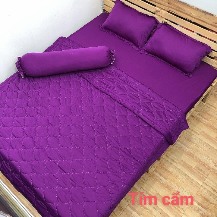Ga - Drap Giường Lẻ Thun Mát Lạnh Lan Pham Bedding - Màu Tím Cẩm