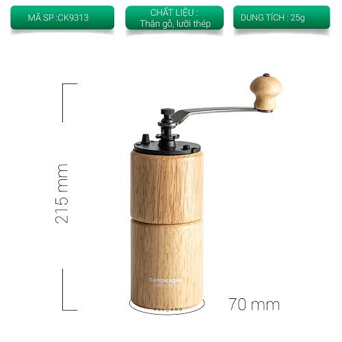 [HCM]Cối xay cà phê cầm tay thân gỗ lưỡi thép Cafede Kona hình trụ
