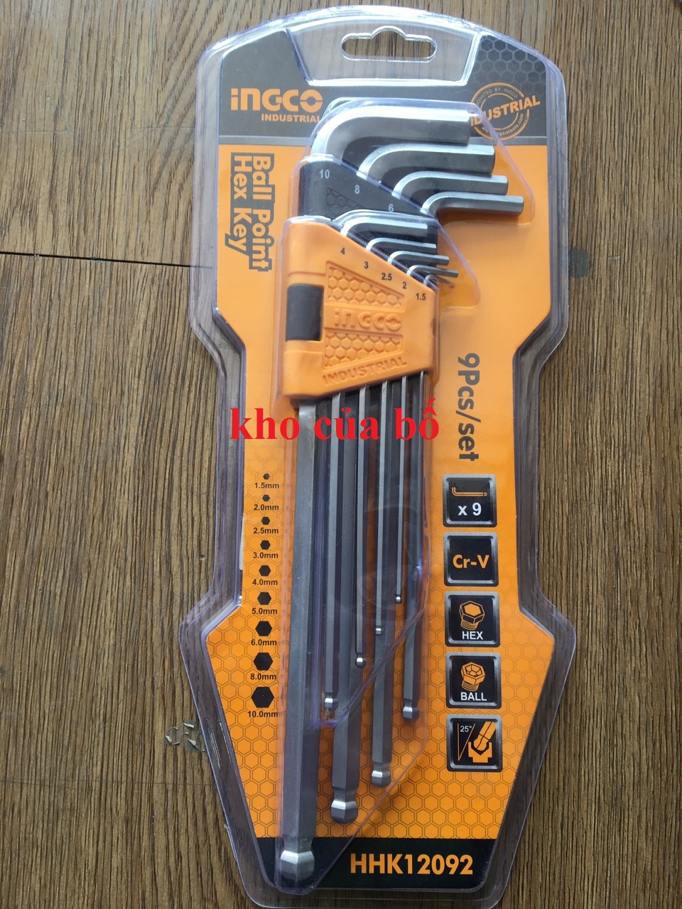Bộ 9 chìa lục giác đầu tròn ingco hhk12092
