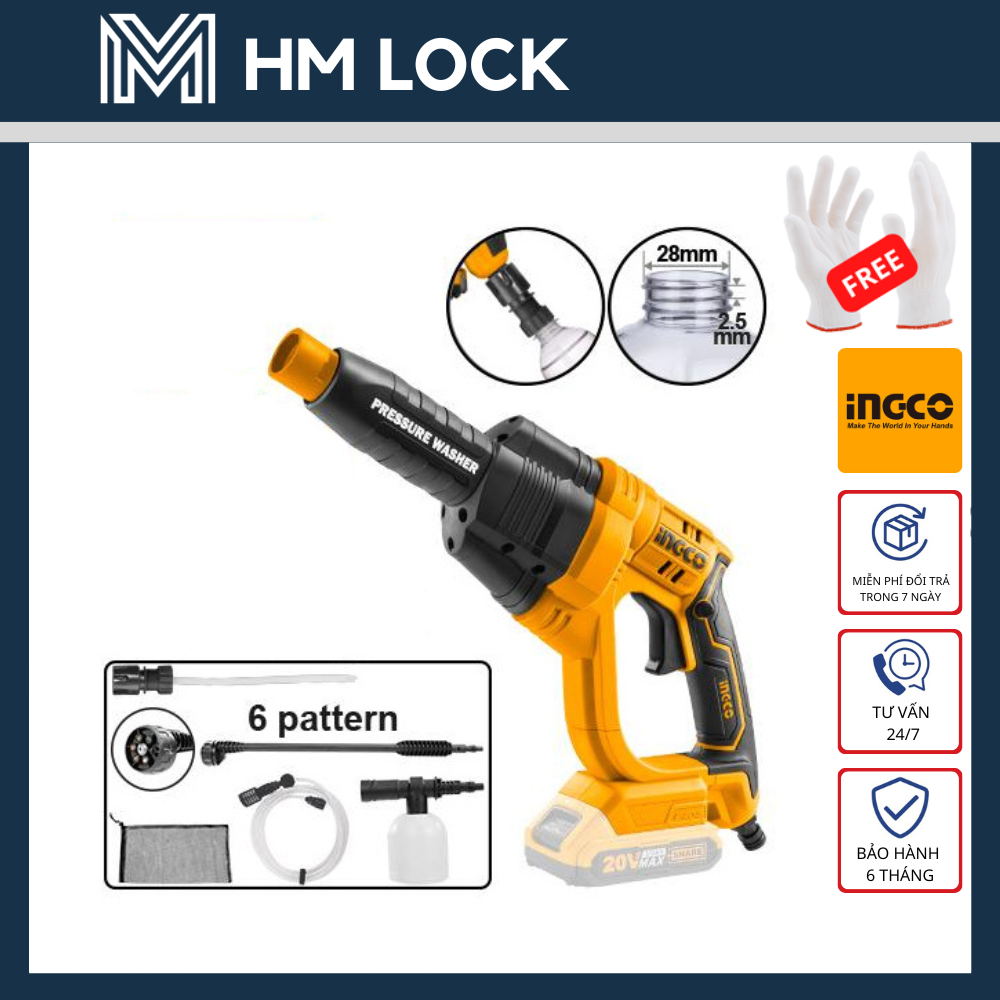 Máy xịt rửa dùng pin 20v ingco - hàng chính hãng - cpwli2008