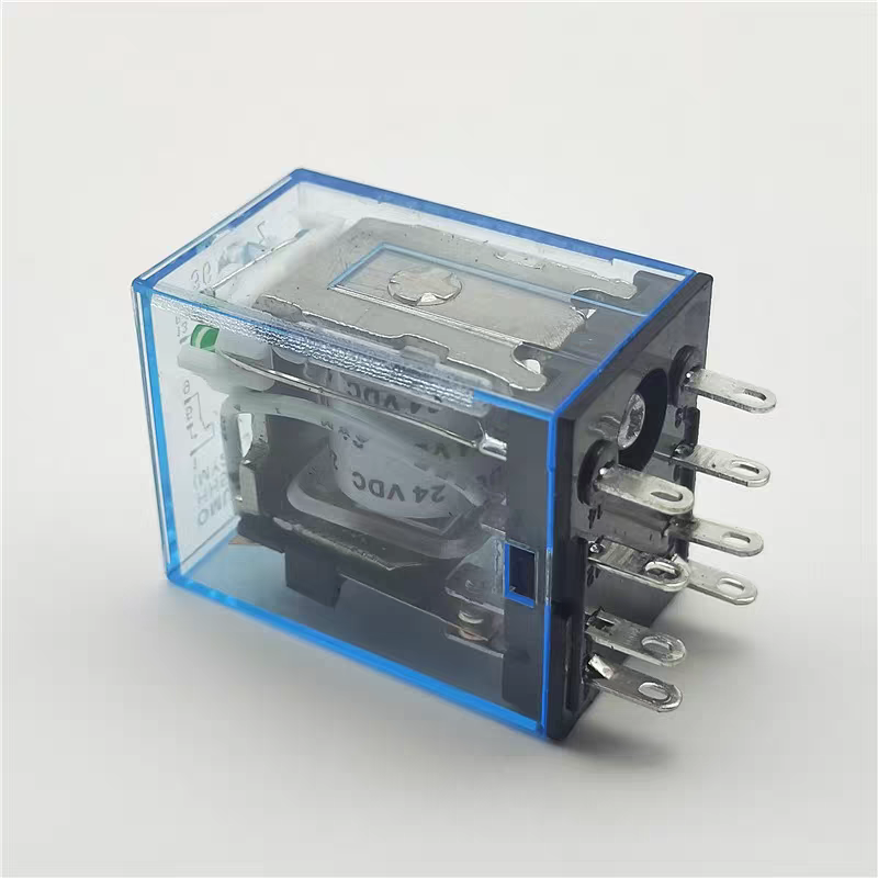 Relay kiếng my2n-j, relay trung gian 8 chân dẹp nhỏ điện áp 12vdc, 24vdc, 220vac dùng chân đế pyf08a