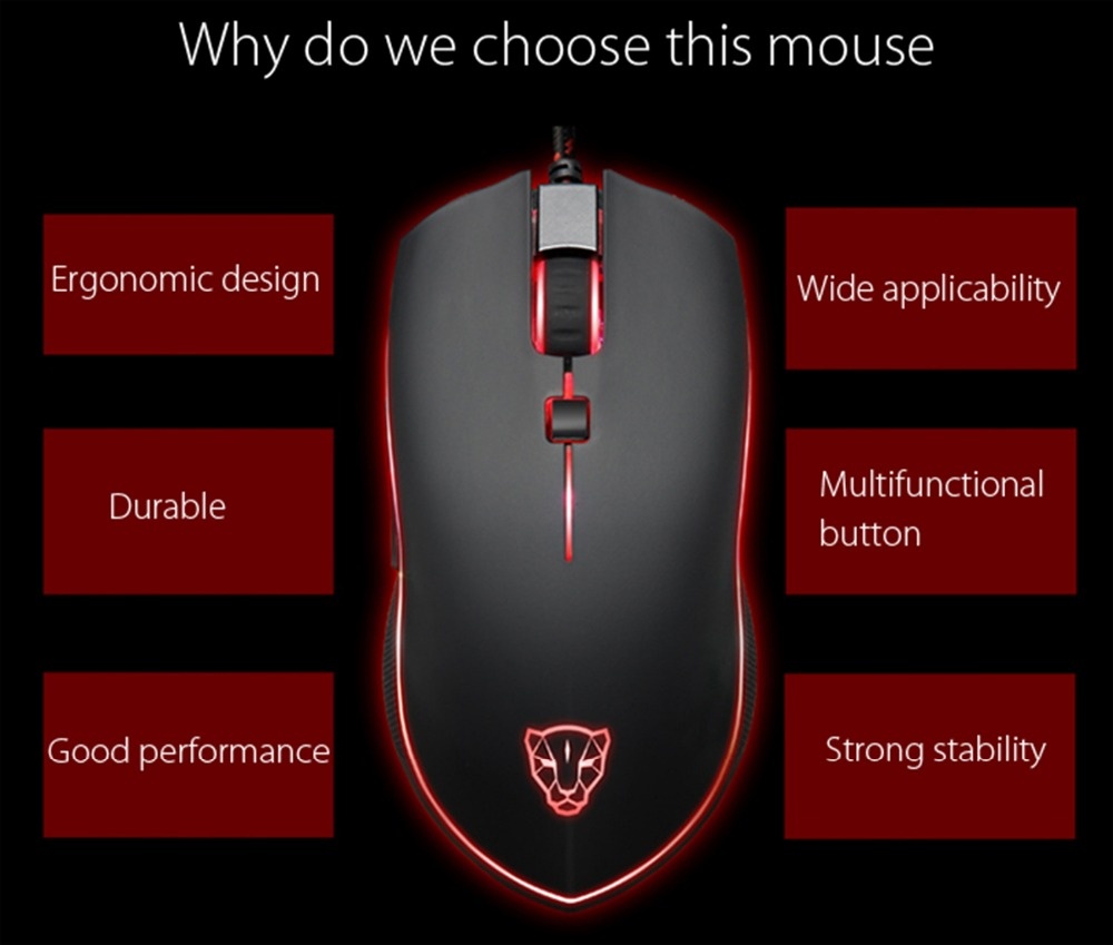 Motospeed V40 USB Wired Gaming Mouse 6 Button Optical with LED Backlit Display Pro Gamer For PC Laptop Desktop Computer Game
