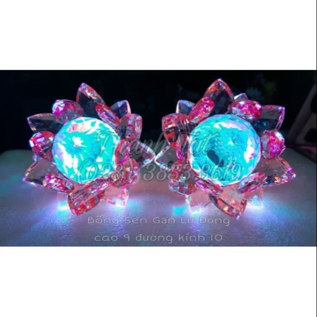 [HCM]Đèn Thờ Sen Pha Lê Gắn Chân Lư Đồng ( Cái )