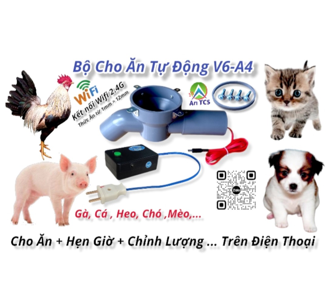 Bộ máy cho cá gà ăn tự động V6 A4 ( An TCS )