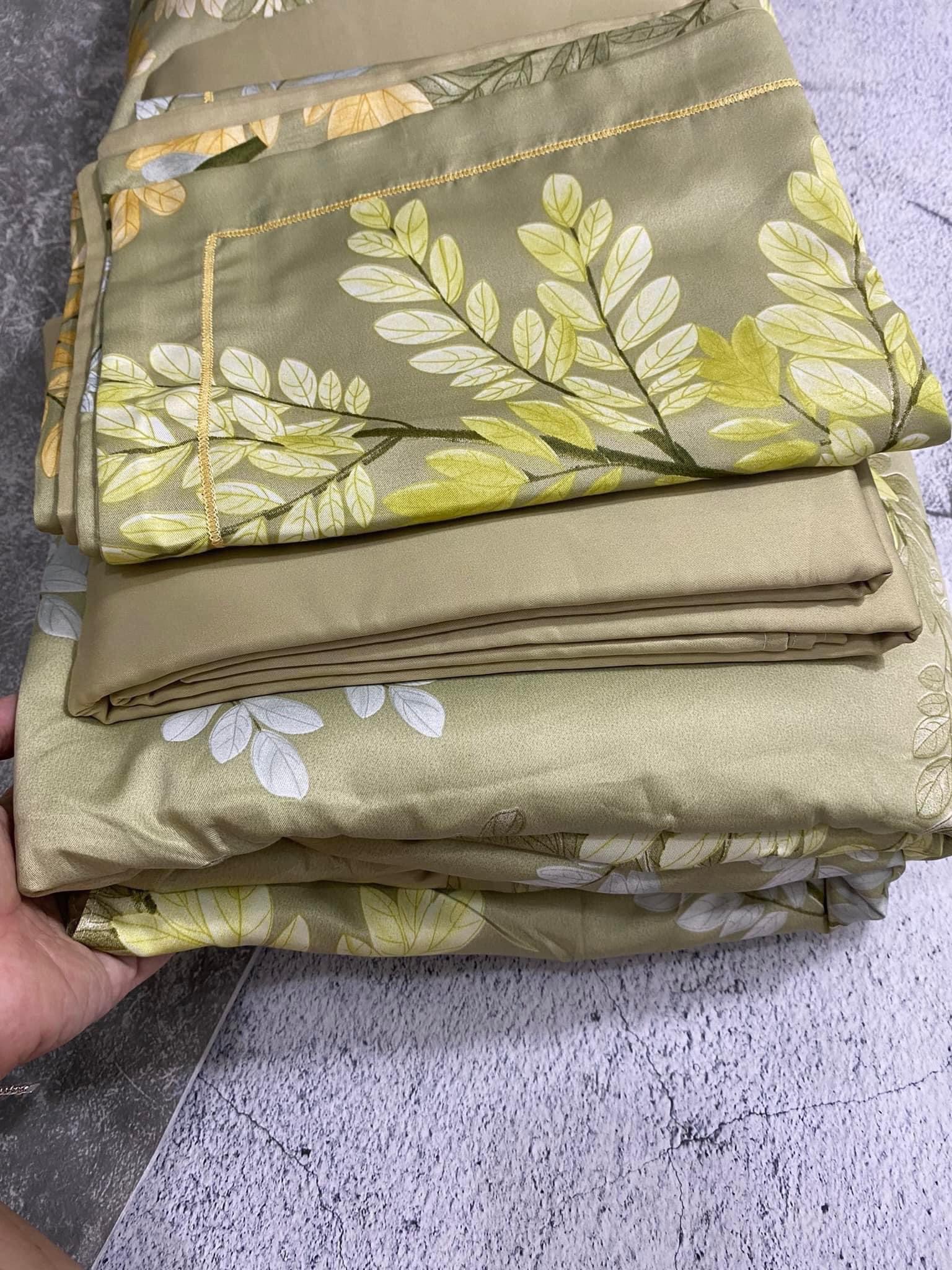 Bộ drap LỤA THÁI HÌNH HOA cao cấp 5 món CÓ MỀN CHẦN
