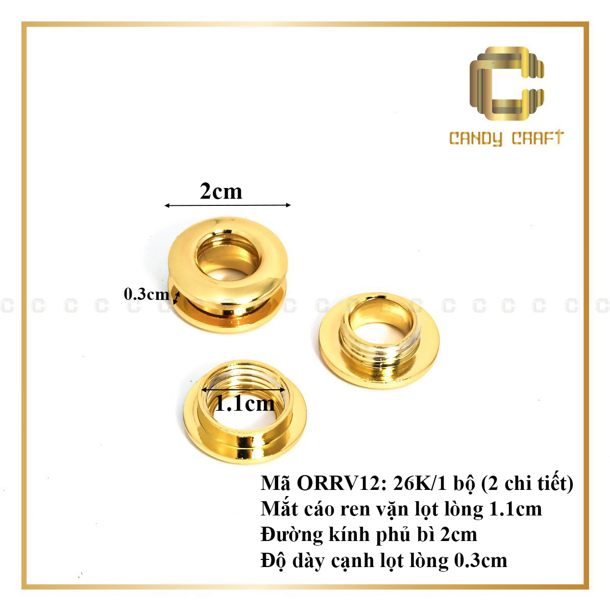 Mắt cáo (ôrê) vặn ren - phụ kiện làm túi xách