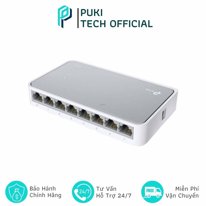 Bộ chia mạng lan switch 8 port TP-LINK SF1008D 10/100Mbps  -PUKI Tech Official- PUKI176 Hàng Chính Hãng, Hiệu Suất Cao, Công Nghệ Thân Thiện Với Môi Trường, Dễ Dàng Sử Dụng