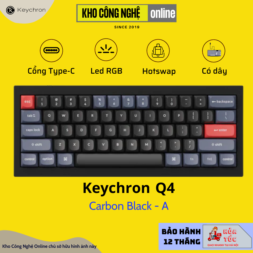 Bàn Phím Cơ Keychron Q4 - Bàn phím cơ custom QMK 60%