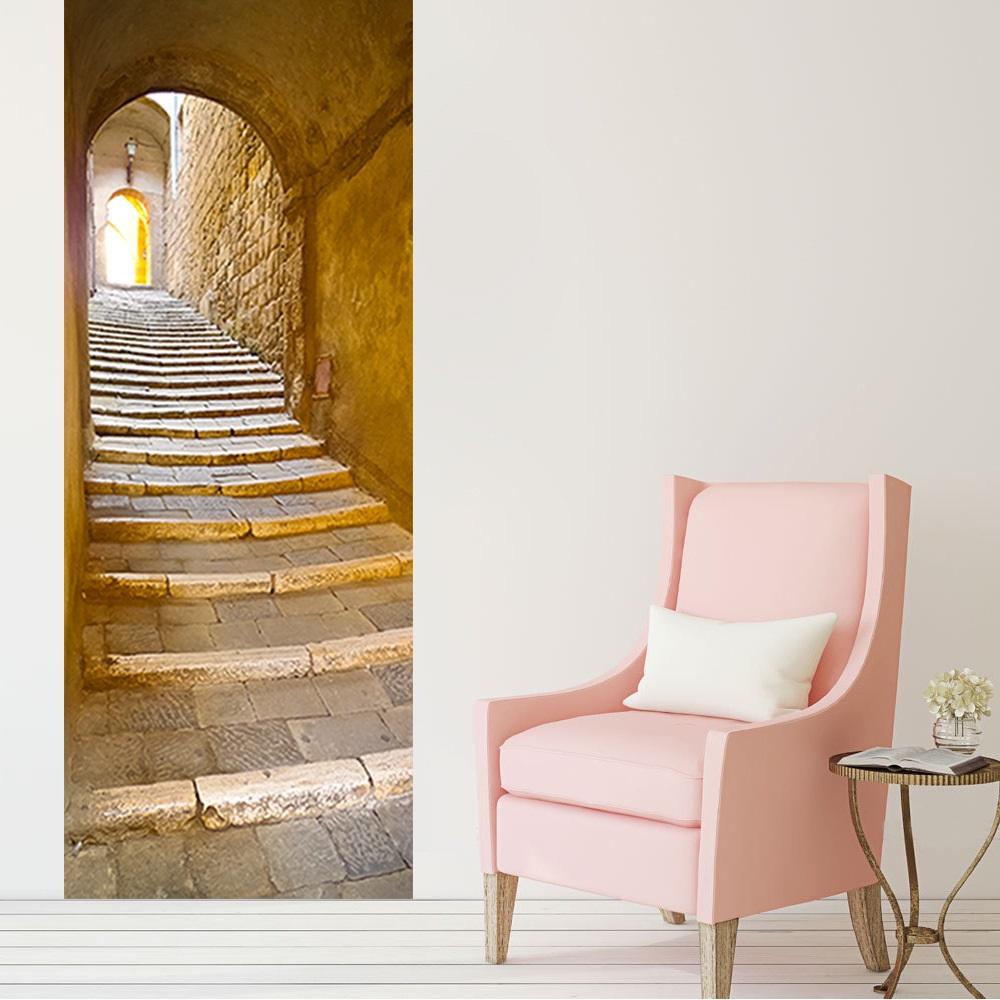 Tranh 3D dán cửa phòng cao cấp - Tranh dán cửa 3D Stone Step