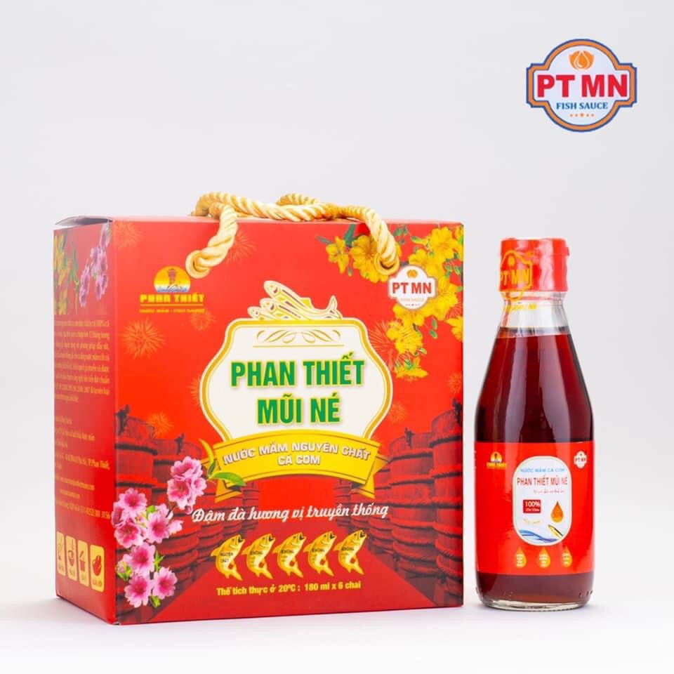 Combo hộp 6 chai Nước mắm cá cơm Phan Thiết Mũi Né 30N (30 độ đạm) 180ml