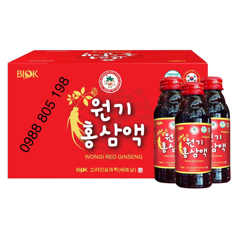 Nước hồng sâm BIOK hàn quốc chính hãng hộp 10 chai x 100ml