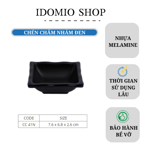 2 Chén Nước Chấm Vuông Melamine Màu Đen– CC41N