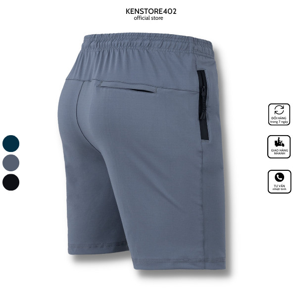 Quần short thể thao nam Q132 chất thun co dãn 4 chiều vải mềm mịn thoáng khí không xù lông nhão vải logo thêu sắc nét