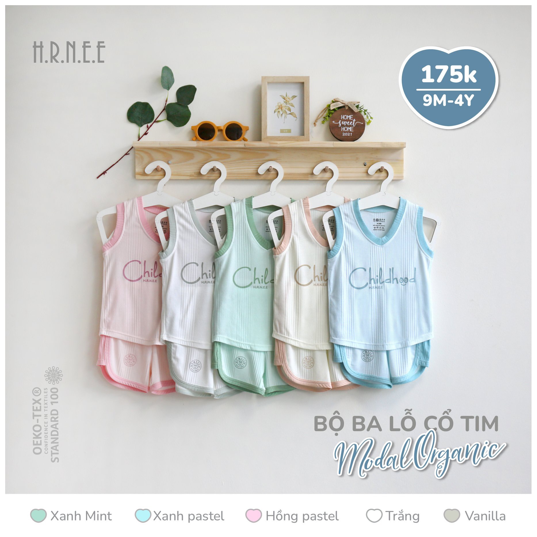 [HRNEE] Bộ ba lỗ Hrnee cho bé trai, bé gái