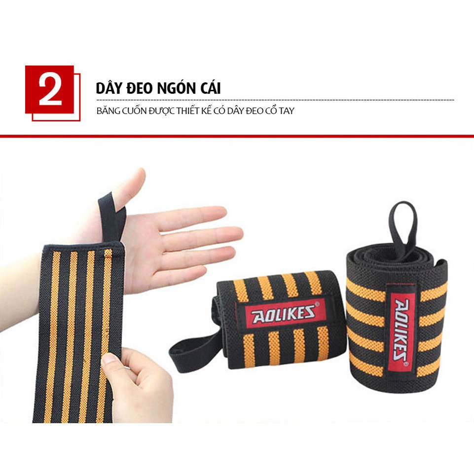 Quấn cổ tay 4 vạch Quấn cổ tay Aolikes loại 1 cao cấp - Đai Bảo Vệ Cổ Tay tập Gym