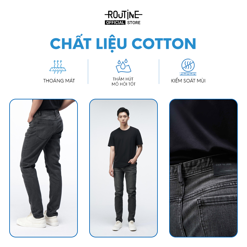 Quần Jean Nam Trơn Form Slim - Routine 10S21DPA006CR1