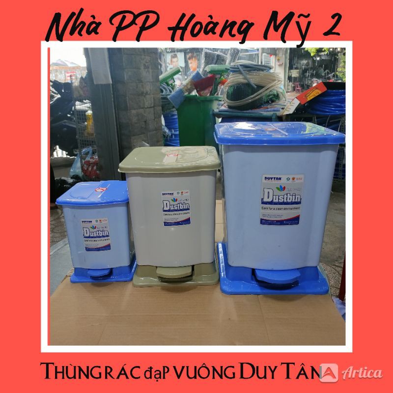 [HCM]Thùng Rác Đạp Vuông Nhựa Duy Tân