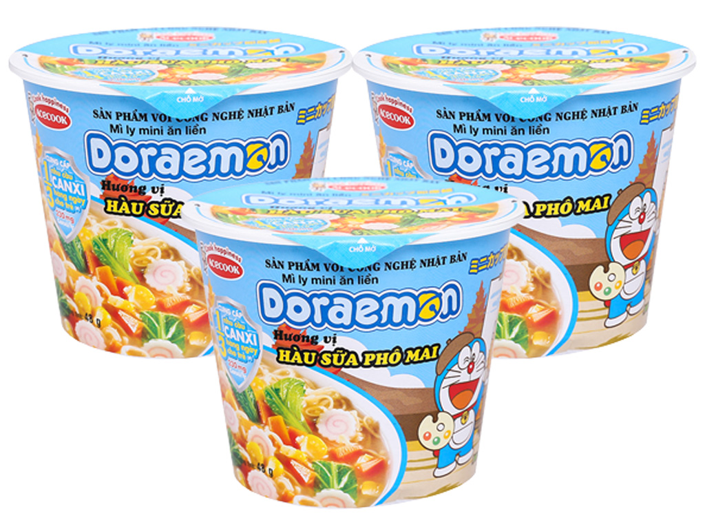 Thùng 12 ly mì Doraemon Hàu Sữa Phô Mai