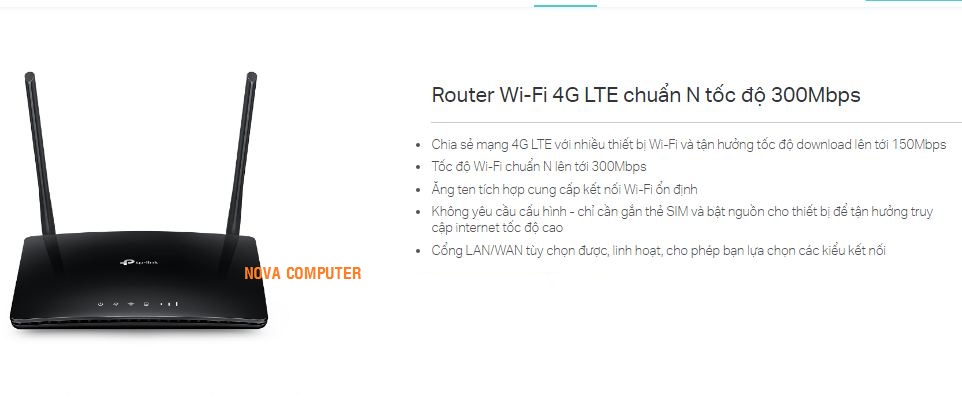 Router WiFi TPLINK TL-MR6400 4G LTE (Đen)