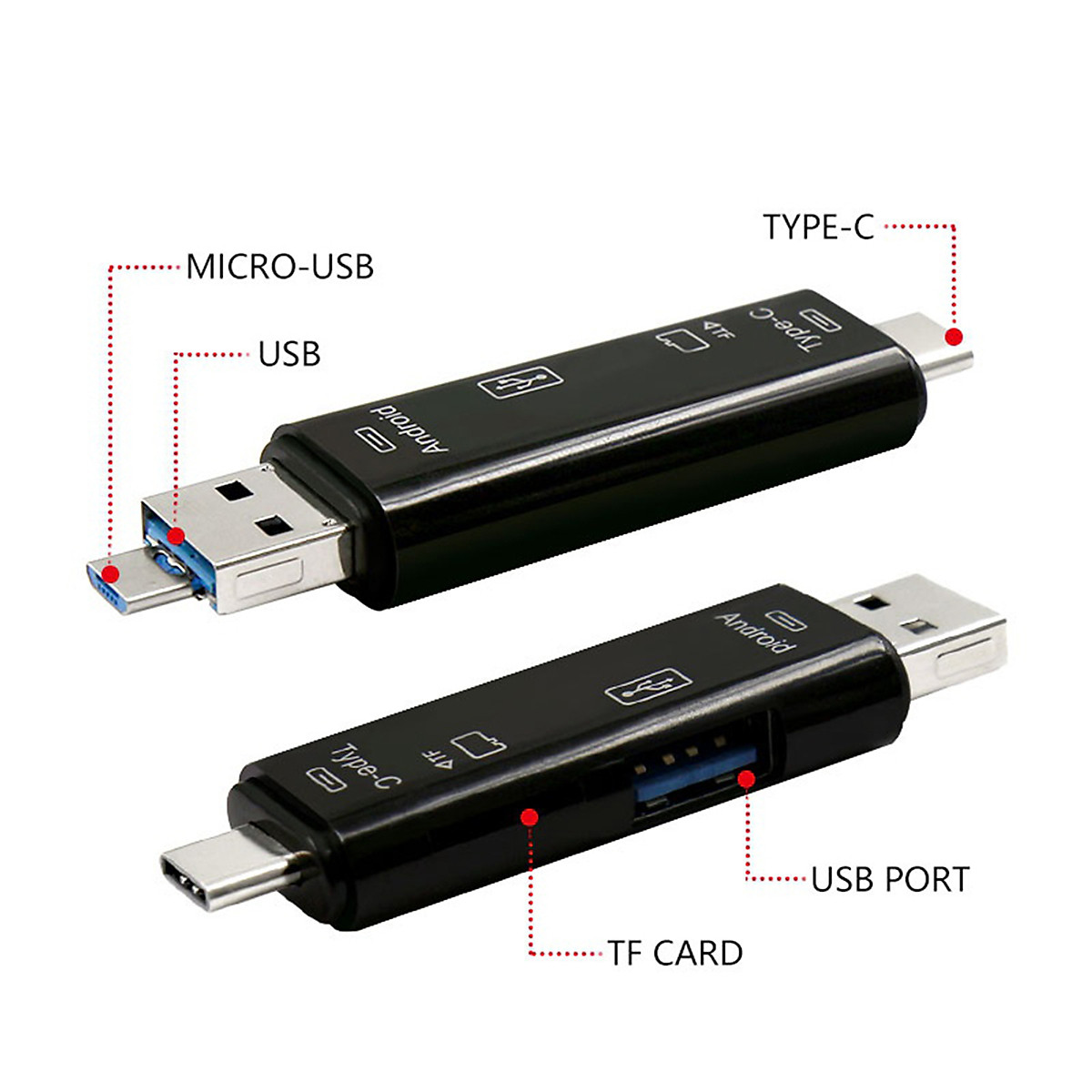 Đầu đọc thẻ - Reader OTG Smart 3in1 USB/MicroUSB/Type-C (MicroSD)