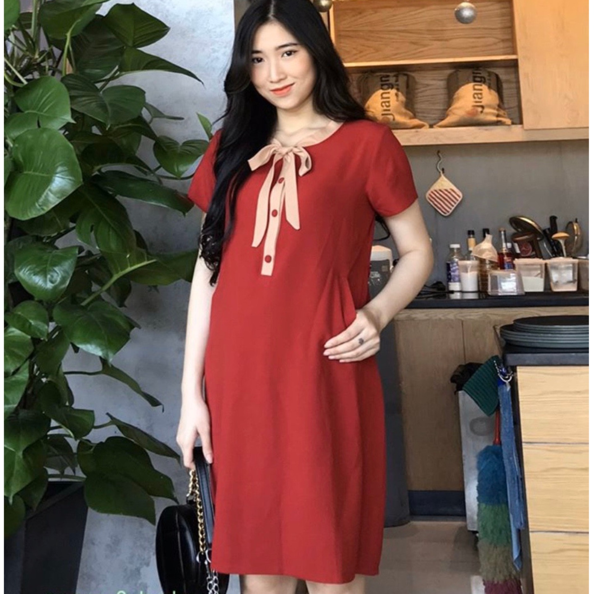 Váy bầu xinh thiết kế bauxinh đầm bầu thời trang dáng suông