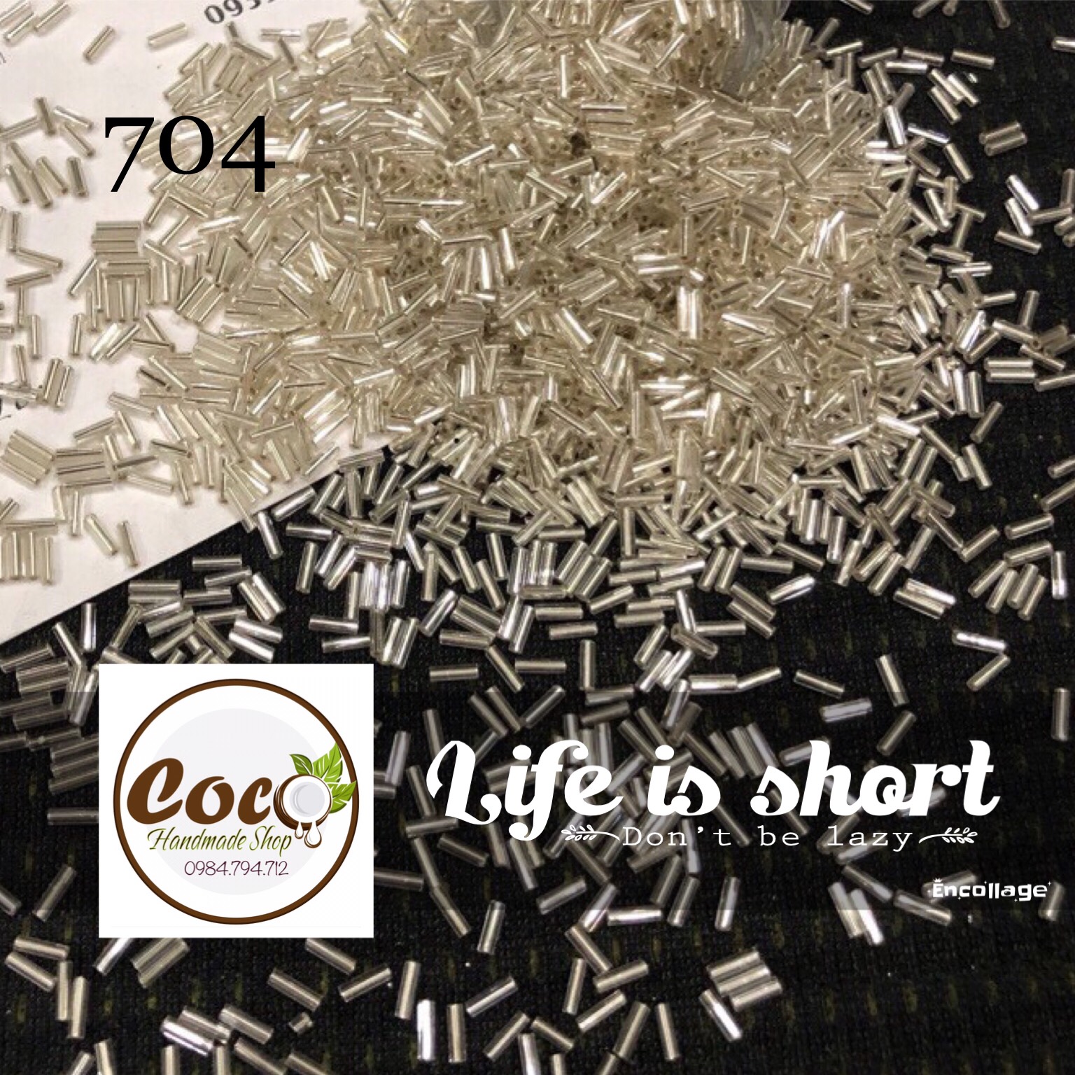 100g Cườm Khúc (ống Trúc) 7mm Màu Bóng - Thuỷ
