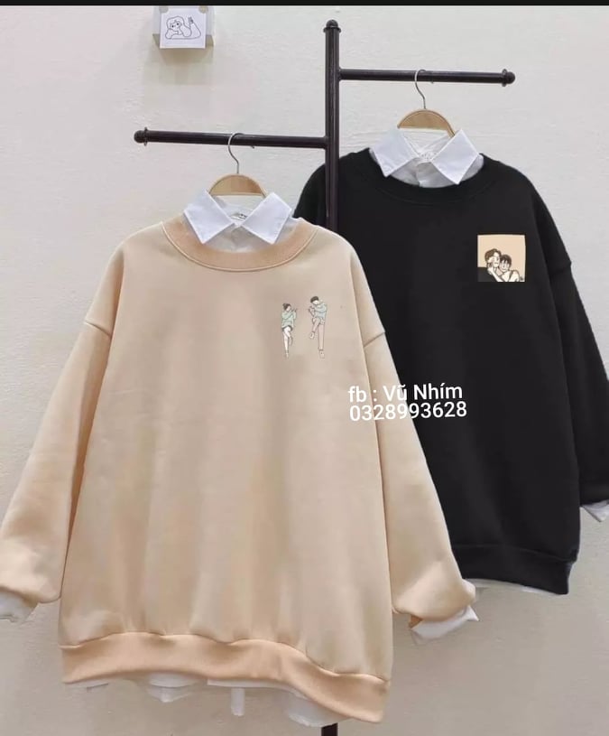 Áo nỉ sweater đôi bạn thân 2 (trọng lượng từ 40kg đến 75kg)