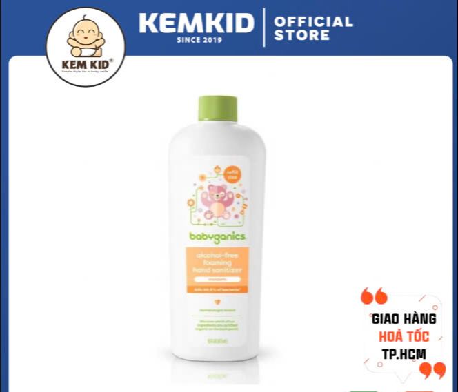 [HCM] Nước rửa tay khô dành cho em bé Babyganics refill 473ml