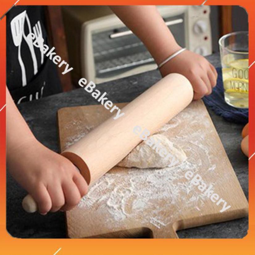 Cán lăn bột gỗ cao cấp có trục xoay 38cm - 42cm - eBakery