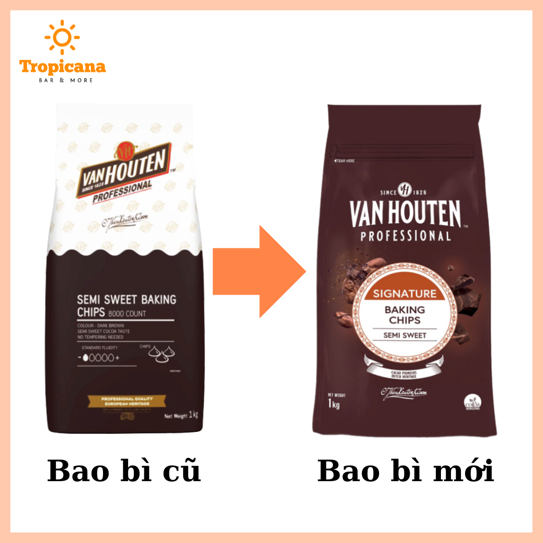 Socola chip hạt Van Houten - Túi 1kg - Khách đặt hỏa tốc tránh chảy socola