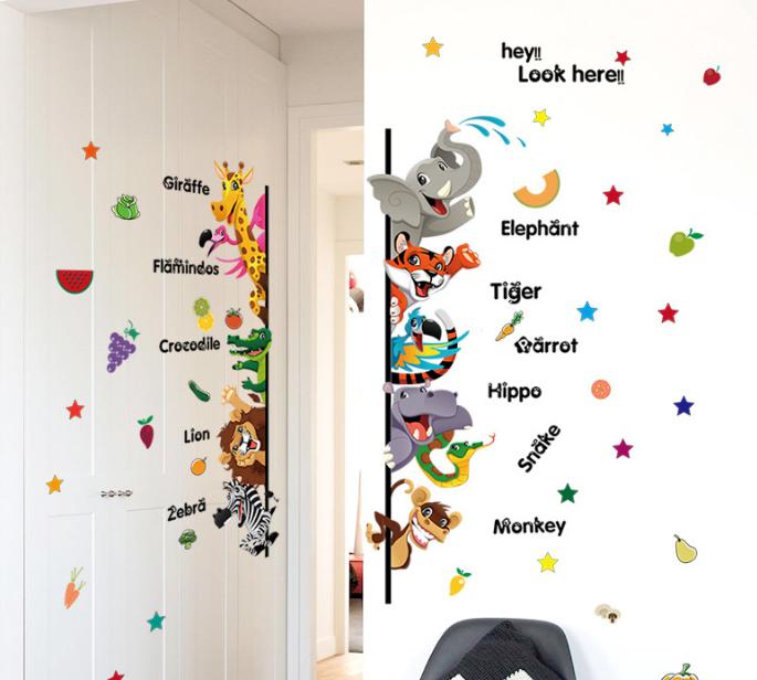 Decal trang trí tường Thú Tiếng Anh kẻ dài
