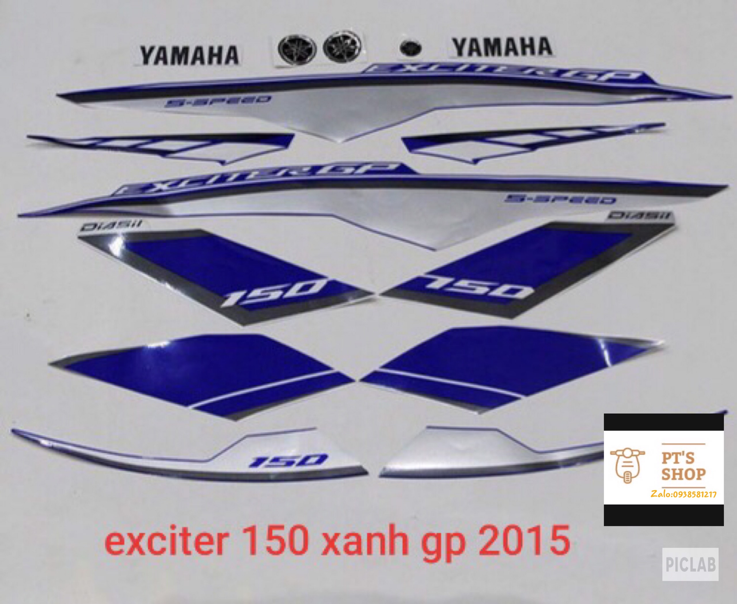 [HCM]BỘ TEM EXCITER 150 MÀU XANH GP ĐỜI 2015
