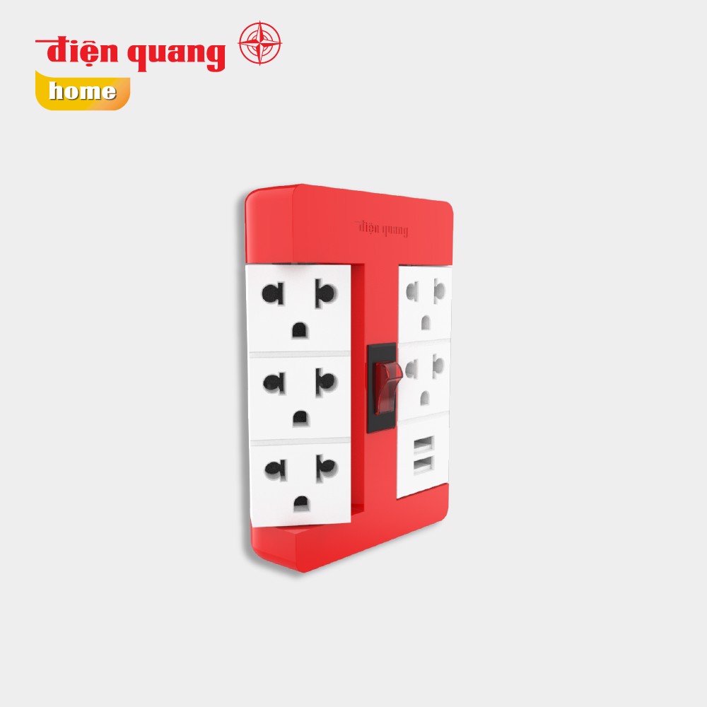 Ổ cắm xoay 90° điện quang đq esk rt 53rw 2usb