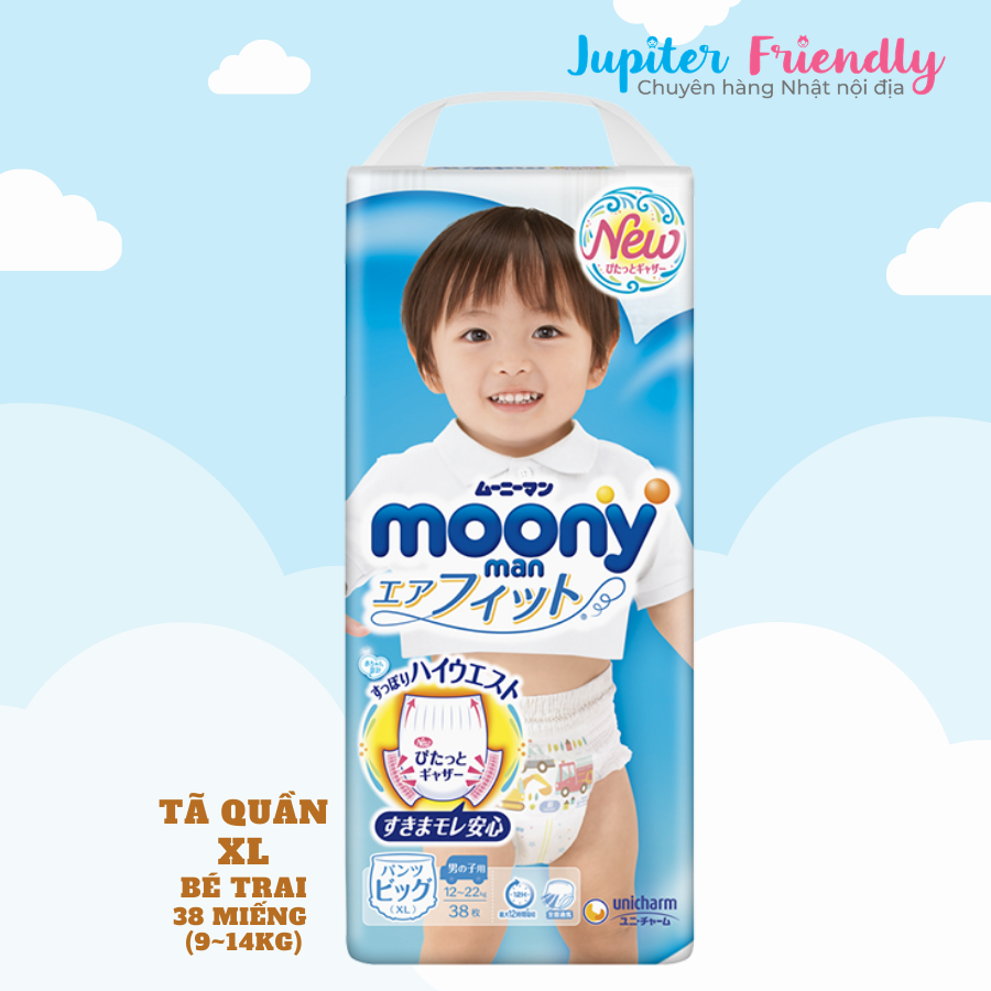Bỉm - Tã Quần Moony Blue M58/ L44/ XL38 (Trai & Gái)