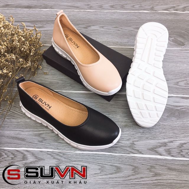 (Da Thật )Giày bệt lười da thật 3cm VNXK