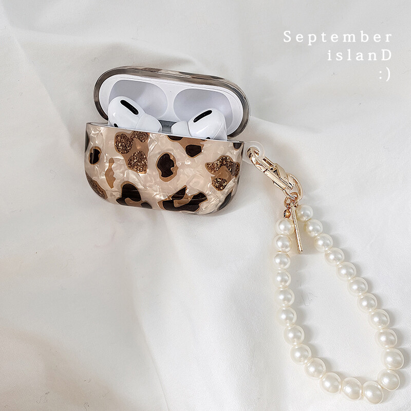 3D Coin pearl bracelet chain Shell Leopard soft Wireless Headset bluetooth case for Apple AirPods 1 2 cover for airpods pro Box